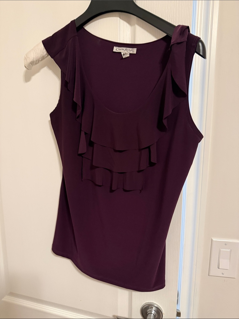 Claudia Richard Plum Ruffle Front Sleeveless Camisole